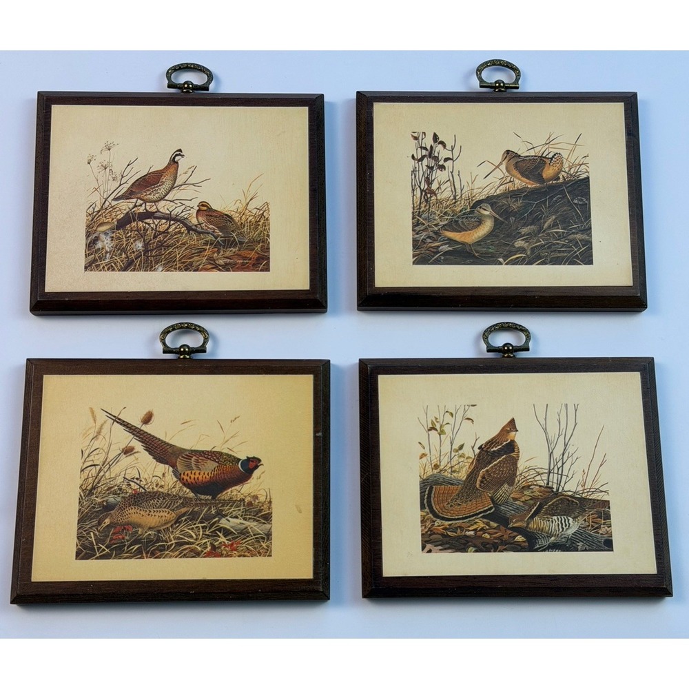 Cornwall Fine Art Reproductions Game Bird Plaques Set 4 Pheasant Vintage 60s 70s